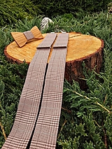 Pánske doplnky - Pánsky drevený motýlik a traky - 14538059_