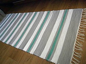 Úžitkový textil - tkany koberec pasikavy sivy - 14541080_
