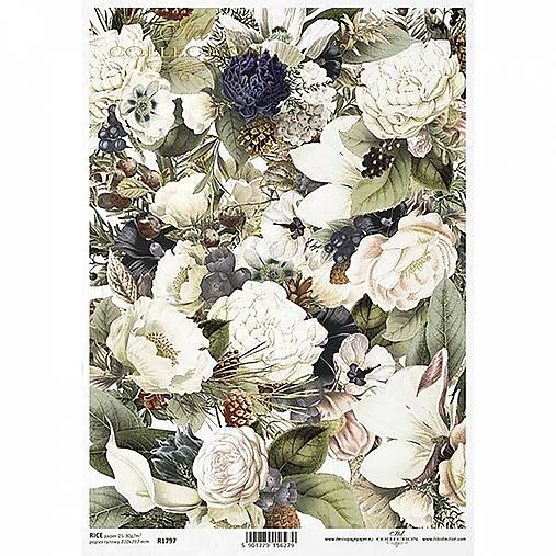 Ryžový papier na decoupage - A4 - R1797 - kvety, nostalgia