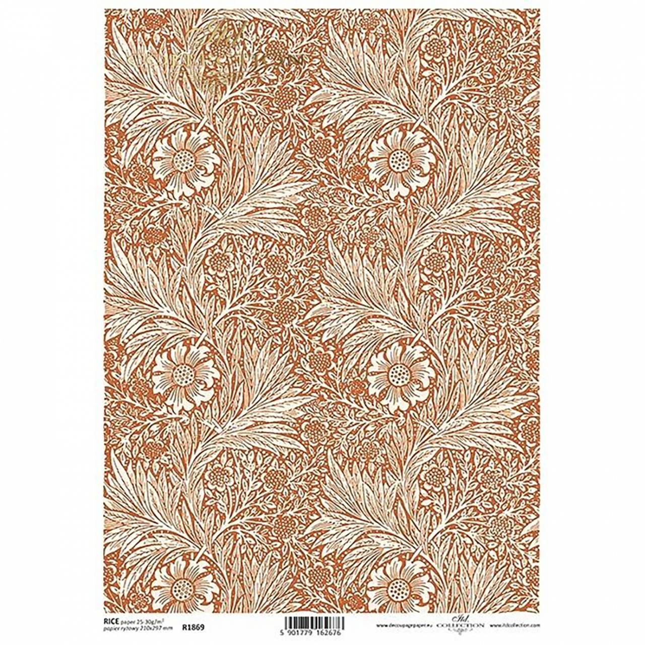 Ryžový papier na decoupage - A4 - R1869 - kvety, tapeta, vzor