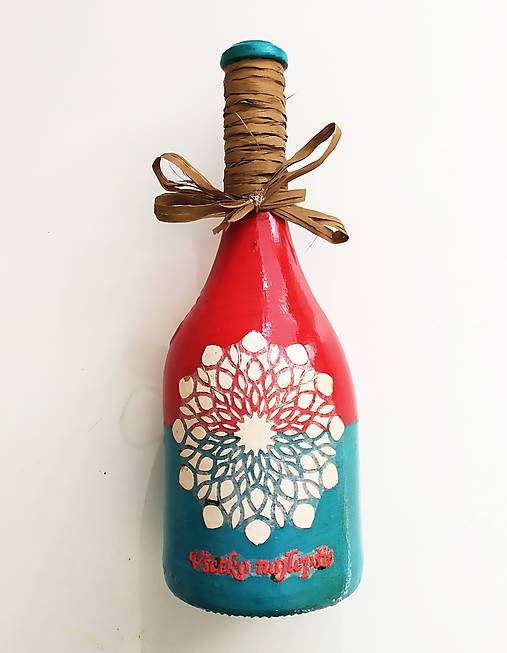 Nádoby - Víno v dekorovanej flaši, motív Všetko najlepšie - 14542670_