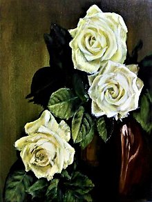 Obrazy - Zátišie bielych ruží. - 14542364_