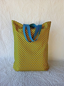Nákupné tašky - Žltá taška s tyrkysovými bodkami - 14542443_