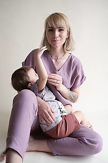 Oblečenie na dojčenie - ľanové tričko na dojčenie (viac farieb) - 14543312_