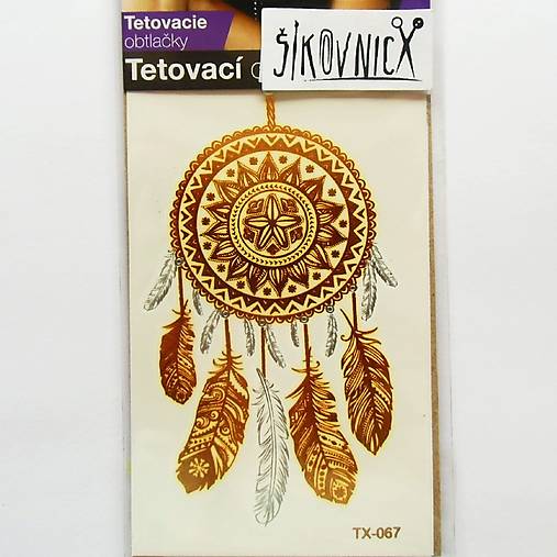 Dočasné tetovačky, 10,5x6 cm, glitrové (metalické, lapač snov)