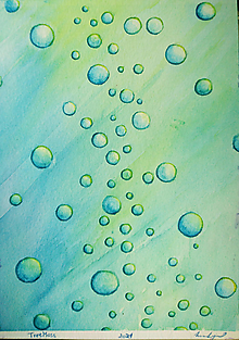 Obrazy - "Pod vodou"  akvarelové bubliny,originál - 14543903_