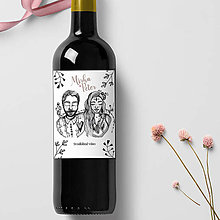 Úložné priestory & Organizácia - Etiketa na svadobné víno s portrétom - 14545343_