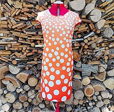 Šaty - Letné šaty bodky (midi - Oranžová) - 14545120_