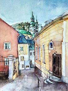 Obrazy - Akvarelový obraz "Banská Štiavnica" - 14547241_