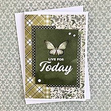 Papiernictvo - Pohľadnica s motýľom vo vintage štýle - 14545988_
