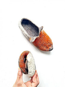 Detské topánky - Vlnené papuče oranžová líška - 14548230_