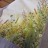 Úžitkový textil - Ľanová, ručne maľovaná utierka, obrus " Kvety v ráme " - 14547743_
