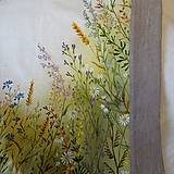 Úžitkový textil - Ľanová, ručne maľovaná utierka, obrus " Kvety v ráme " - 14547752_