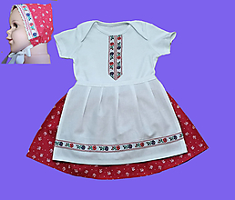 Detské súpravy - Bejby KROJ - kojenecký ľudový odev (čepiec+body+sukňa+zástera) - 14548932_