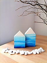 Dekorácie - Modré abstraktné domčeky - 14549437_