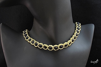 Náhrdelníky - náhrdelník čierno-zlatý - 14551619_