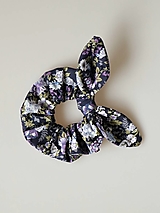 Ozdoby do vlasov - Scrunchies ušatá gumička kvety navy - 14551682_