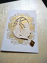 Papiernictvo - pohľadnica 1. sväté prijímanie pre dievčatko zlato-biela so záložkou na peniaze - 14551184_