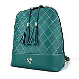 Batohy - Štýlový dámsky kožený ruksak z prírodnej kože v tmavo zelenej farbe - 14551715_
