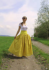 Sukne - Maxi "žltozelená bodkovaná" - 14552141_
