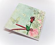 Papiernictvo - Pohľadnica ... ruža červená - 14555861_