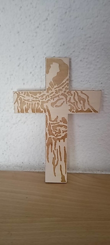 Dekorácie - Kríž s tvárou Ježiša Krista - 14555785_
