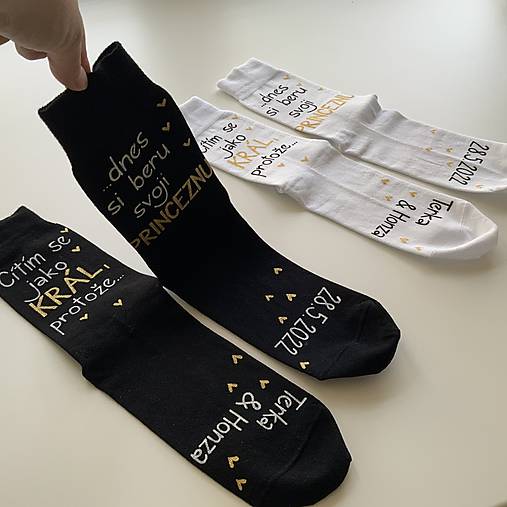 Maľované ponožky pre ženícha (sada čierne + biele)