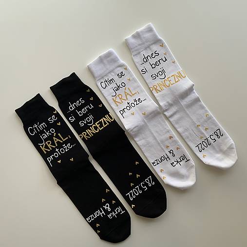 Maľované ponožky pre ženícha (sada čierne + biele)