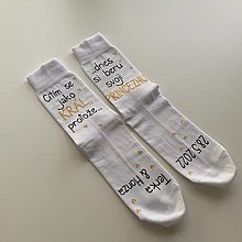 Ponožky, pančuchy, obuv - Maľované ponožky pre ženícha (Biele ponožky s nápismi v češtine) - 14554722_