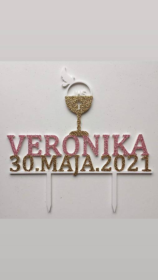 Dekorácie - Zápich na 1. sväté prijímanie kalich a dátum - 14553183_