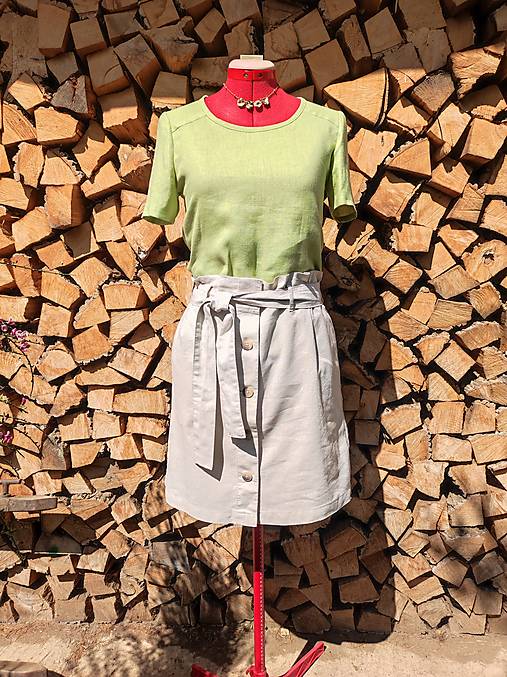 Sukne - Ľanová sukňa na zapínanie (rôzne farby) - 14555169_