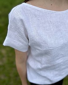Topy, tričká, tielka - ľanový V top Viktoria - 14553506_
