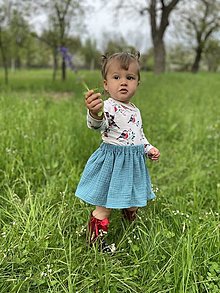 Detské oblečenie - Mušelínová detská suknička Modrá - 14554394_