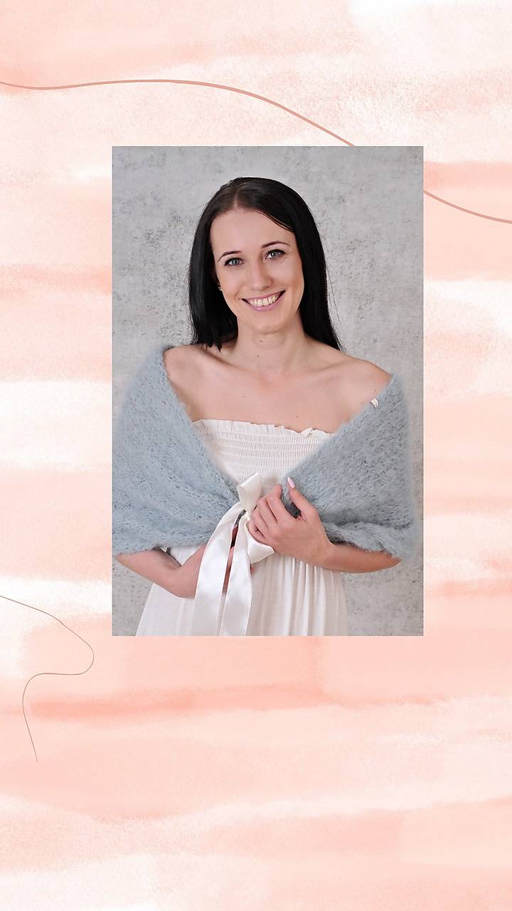 Svadobný tunelový pléd so stuhou Sofia (alpaca, vlna))