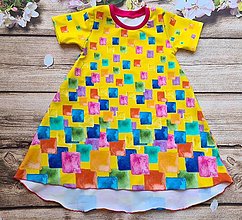 Detské oblečenie - Šaty - farebné kocky na žltej - 14557367_