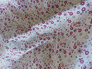 Textil - Bavlnené látky (kvietky ružové - bordové - žlté) - 14557344_
