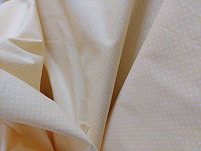 Textil - Bavlnené látky (svetlo - žltá, biele bodky) - 14557397_