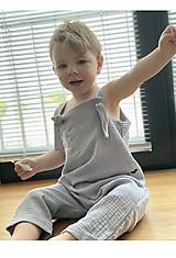Detské oblečenie - Mušelínové nohavice na traky - trakáče šedé - 14556926_