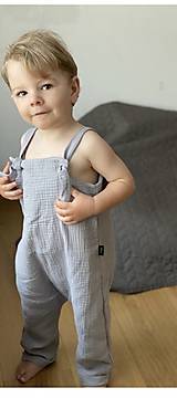 Detské oblečenie - Mušelínové nohavice na traky - trakáče šedé - 14556928_