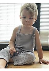 Detské oblečenie - Mušelínové nohavice na traky - trakáče šedé - 14556929_