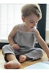 Detské oblečenie - Mušelínové nohavice na traky - trakáče šedé - 14556930_
