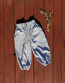 Detské oblečenie - Detské ľanové nohavice (rôzne farby) (s vreckami) - 14558287_