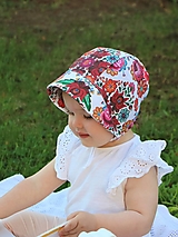 Detské čiapky - Letný detský ľanový čepiec výšivka - 14559704_
