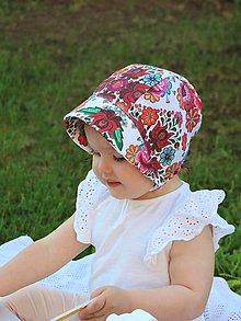 Detské čiapky - Letný detský ľanový čepiec výšivka - 14559704_