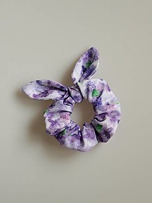 Ozdoby do vlasov - Scrunchies ušatá gumička fialový akvarel - 14561019_