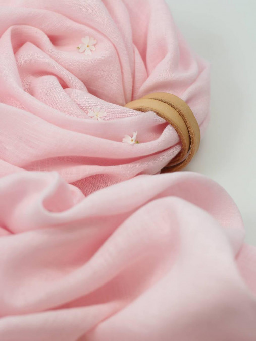 Pôvabná dámska ľanová šatka/pléd svetloružovej farby "Roseclair"