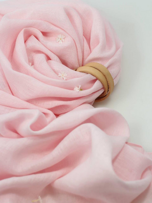 Pôvabná dámska ľanová šatka/pléd svetloružovej farby "Roseclair"