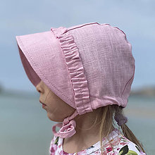 Detské čiapky - Ľanový čepiec pink - 14559808_