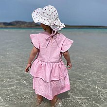 Detské oblečenie - Detské ľanové šaty s volánom - pink - 14559847_