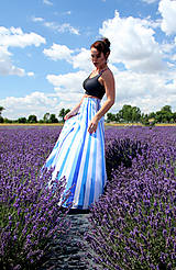 Sukne - Blue stripes - maxi sukňa pasikatá - 14559376_